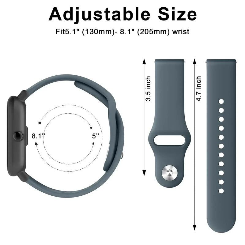 Pulseira Silicone 20mm 22mm Compatível com Amazfit Galaxy Watch Huawei