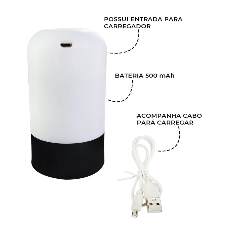 Bomba D'água Elétrica para Galão Garrafão 20L Universal Dispenser Automático Bebedouro com Carregamento USB Recarregável