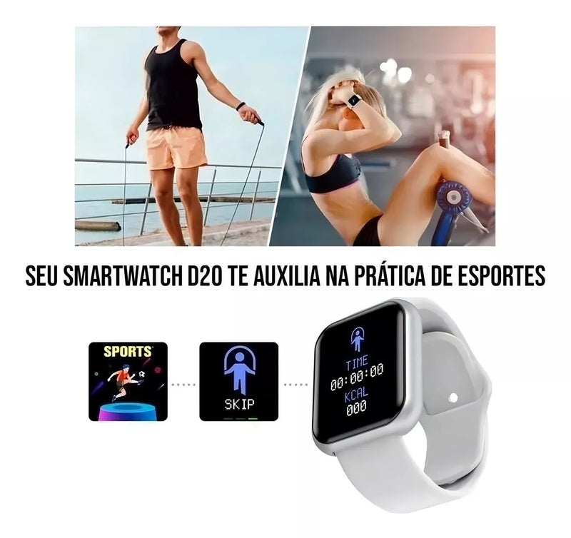 Relógio Smartwatch Digital D20 ULTRA Y68 Masculino / Feminino + Fone Sem fio